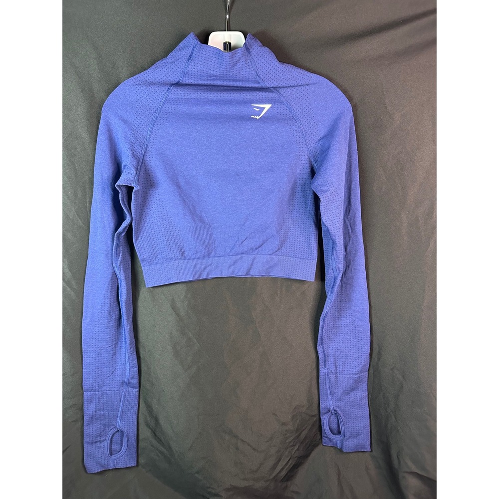 Gymshark Vital Seamless 2.0 Top Small Royal Blue Excellent Crop Long Sleeve